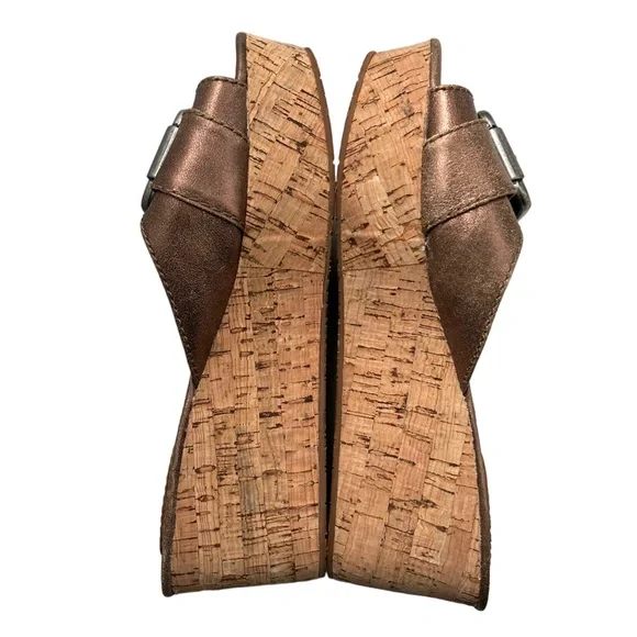 Fossil Women Marla Cork Wedge Buckle Platform Side Shoe Size 6.5 - Picture 10 of 10